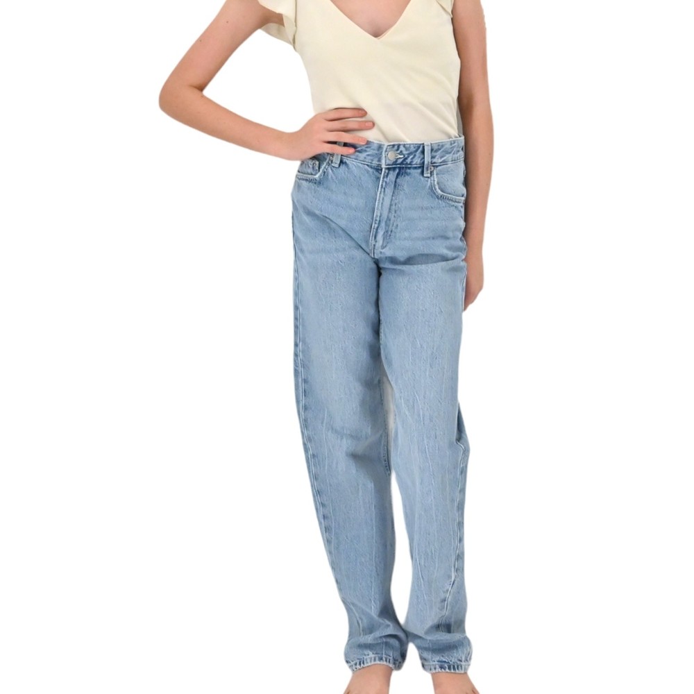 New BERSHKA Womens Blue Jeans Straight Fit High Rise Denim Pants Size US 4/EU 36 - Picture 6 of 13